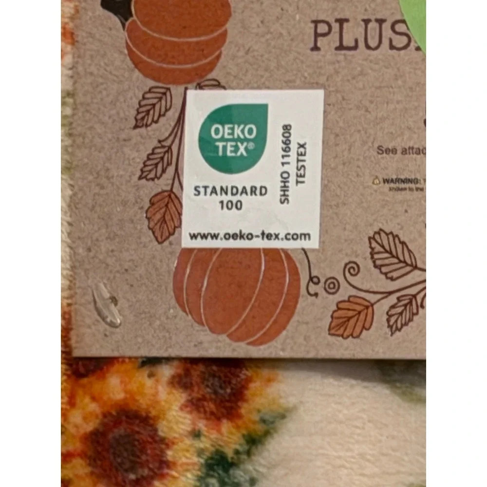 Harvest Goose RJ 1916 Plush Throw Blanket Fall Pumpkin Sunflower Twin 50x60